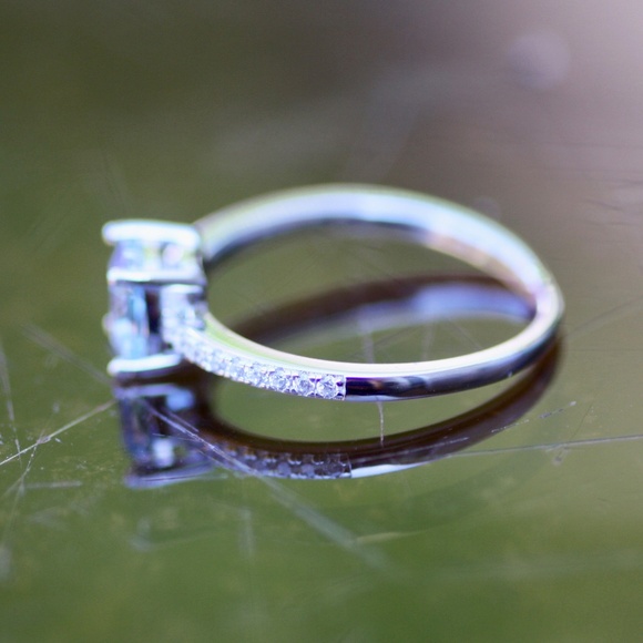 Handmade Pale Blue Aquamarine Ring Solid Sterling Silver 925 , March birthstone - Picture 3 of 6